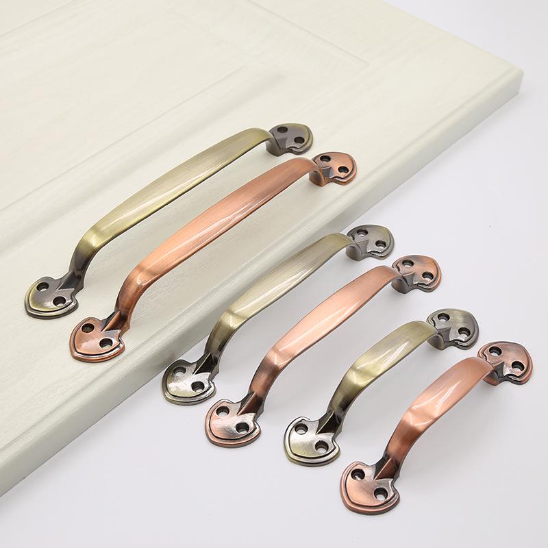 Euro Retro Iron & Wood Handle for Large Door - Antique-Style Sliding or Wardrobe Cabinet Surface-Mount