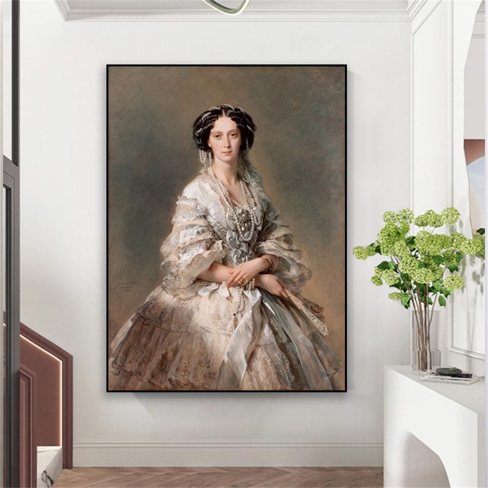 Classical Oil Painting Poster Maria Alexandrovna Prints Winterhalter Canvas Painting Large Vintage Home Room Gallery Decoration