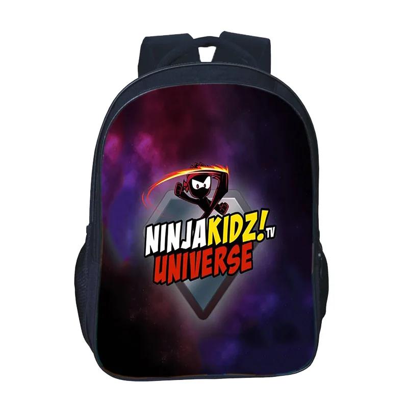 NINJA KIDZ Student Cartoon 3D Print Rugzak Jongen Meisje Casual Dubbele Schooltas Polyester Waterdichte Rugzak DIY Gepersonaliseerde Rugzakken NINJA KIDZ backbag