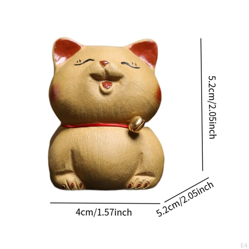 Cat Statue Tea Pet Bookshelf Decorative Crafts Desktop Animal Sculpture Ornament for Lovers