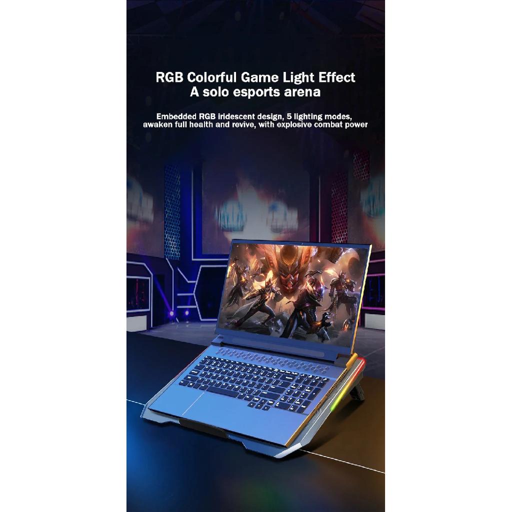 Ice Demon Notebook Air-cooled Cooling Pad with RGB Colorful Light 3 Fans Cooling Radiator Bracket Suit for 12.1-17.3 Inch Laptop