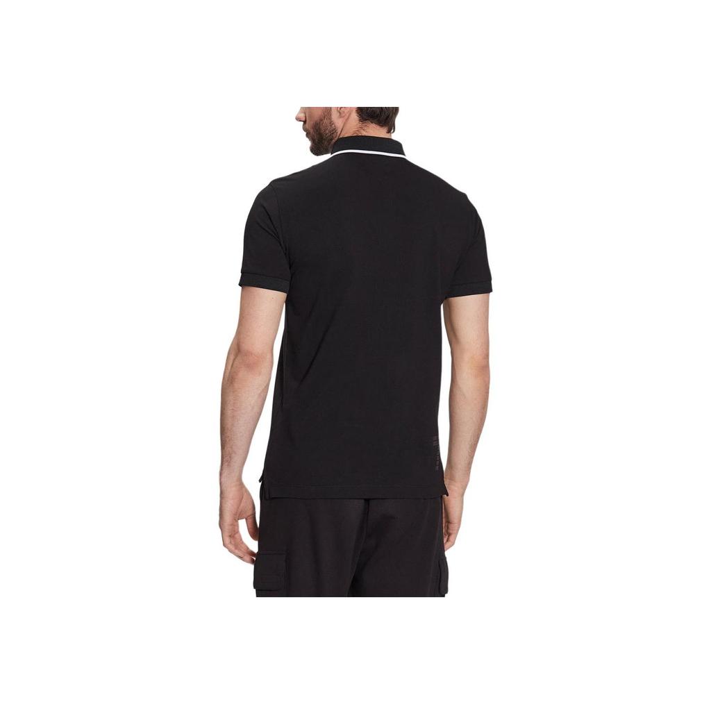 Emporio Armani EA7 Striped Trim Logo Short Sleeve Polo Shirt Men Tops Black 3RPF24-PJ5SZ-1200
