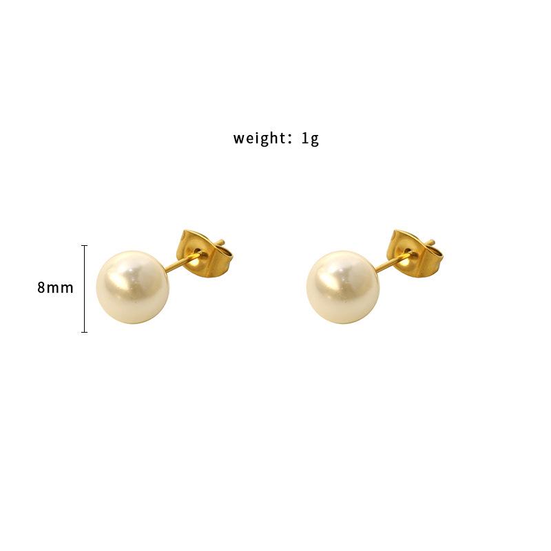 Stainless Steel Pearl Steel Ball Stud Earrings For Girls Niche Versatile Light Luxury Earrings Earrings