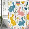 Velikonoční sprchový závěs, Velikonoční zajíček koupelnový sprchový závěs, Jaro, Vzor zajíčků, Květinový, Barevný, Vodotěsný sprchový závěs