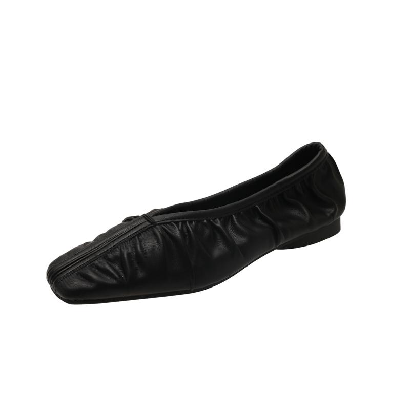 

Модная Роскошная Плиссированная Уютная Обувь-Облако Женский Дизайн Бренда Лаконичные Балетки из Мягкой Кожи Женские Элегантные Ленивые Лоферы-Мешочки 40 чёрный