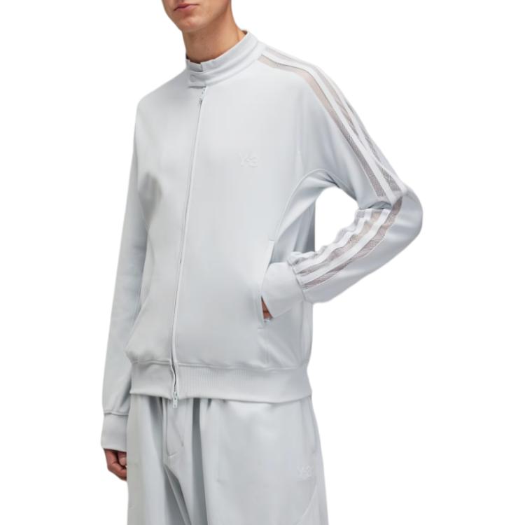 Y-3 Stand Collar Zipper Striped Long Sleeve Jacket Men jackets Gray JM7833