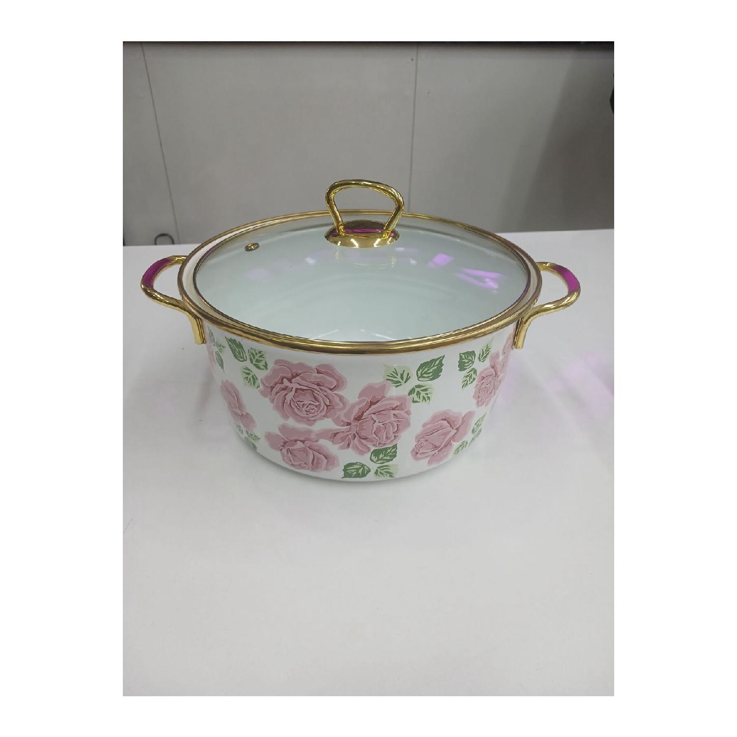 

Frying Pot Enamel Potato Frying Pot 22cm Patterned білий