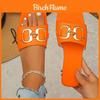 Metal Chain Flat Sandals For Women Summer Casual Nonslip Rubber Sole Comfortable Shoes