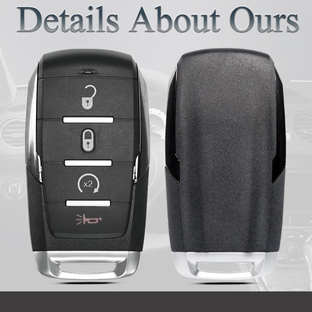 Key Fob Shell Case Replacement Fits for Dodge Ram 1500      2024 Keyless Entry Remote Control 4 Button Pad Key Fob Cover OHT-4882056