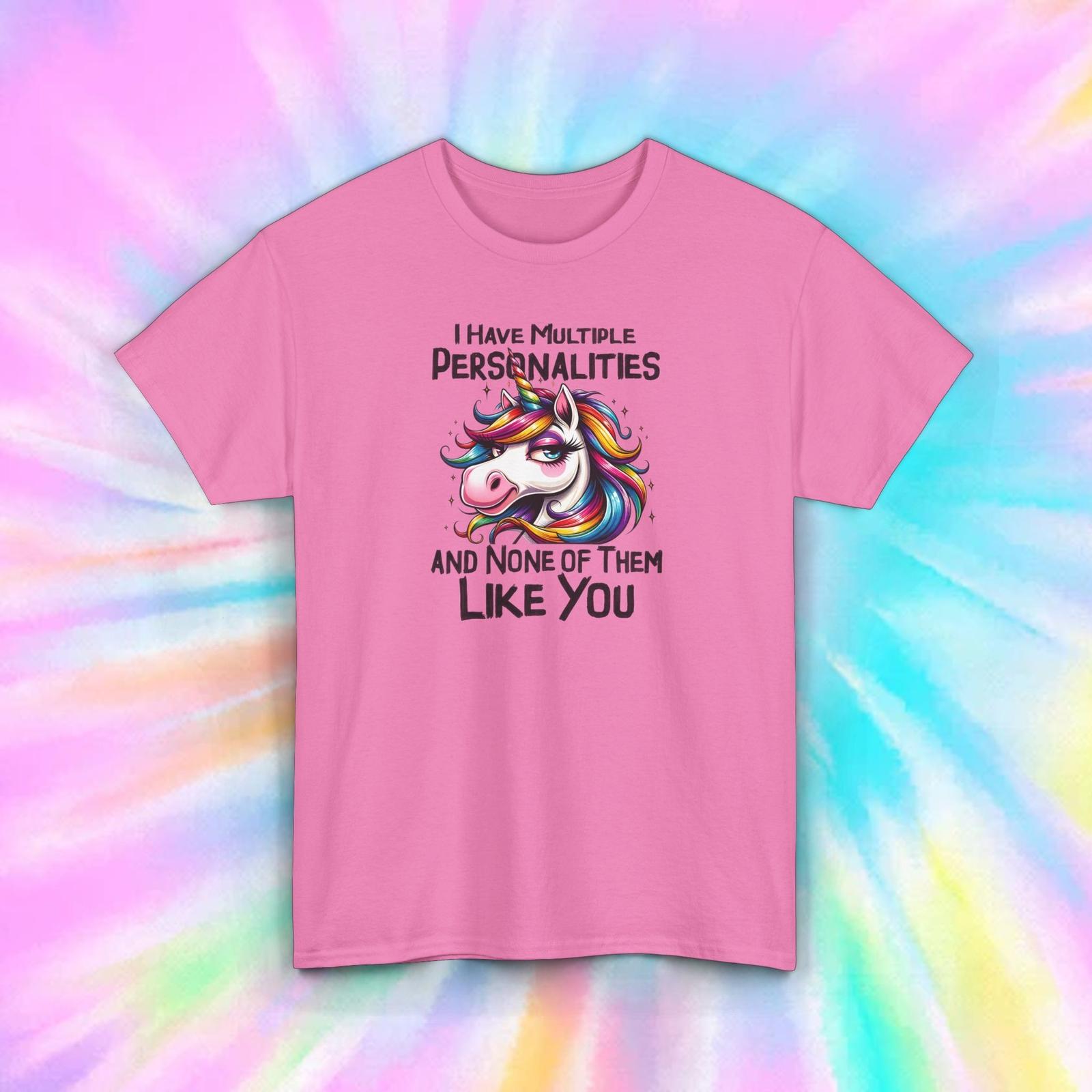 Multiple Personalities Unicorn Funny Sarcastic Humor Graphic T-Shirt Mens Womens Tees Top Tee Shirt S