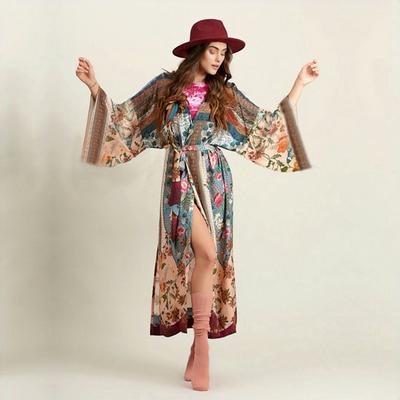 2022 Boho Cotton Bikini Cover Up Stampa Tunica Abito da spiaggia Cardigan Casual Costumi da bagno Cover Up Q653
