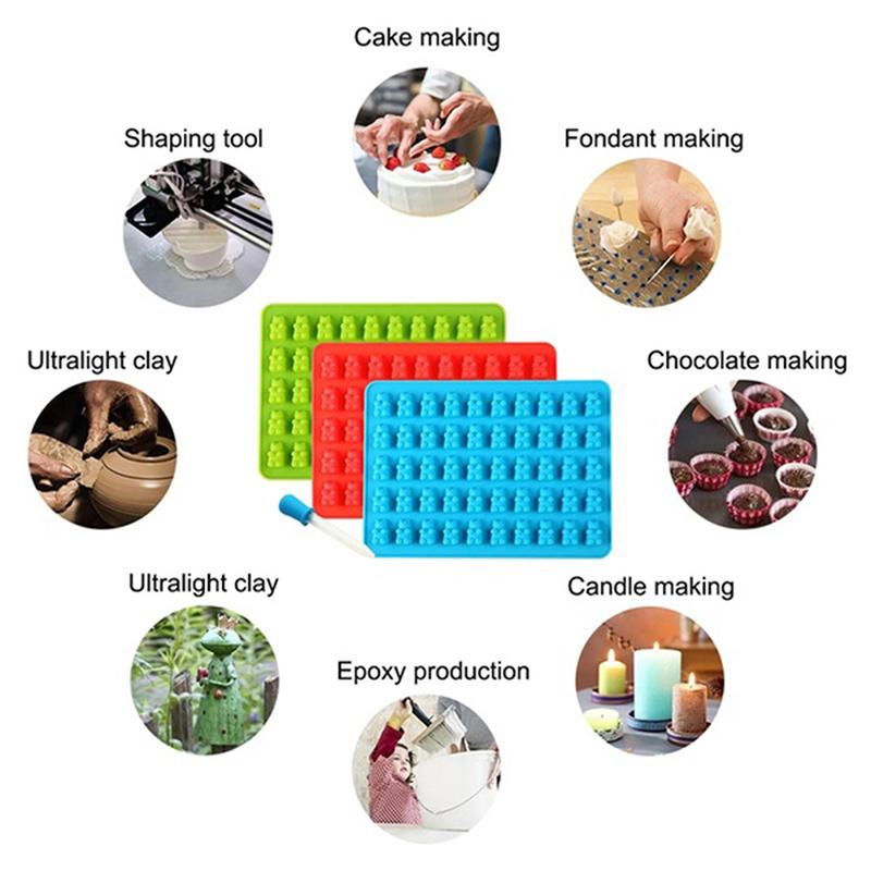 53Cell Jelly Mold Cavity Silicone Gummy Bear Chocolate Mold Candy Maker Ice Tray