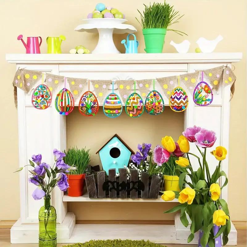 Painting Kit DIY 3D Easter Eggs Children Wooden Craft Creative Art Set Educational Activity Holiday Project Decor Making
