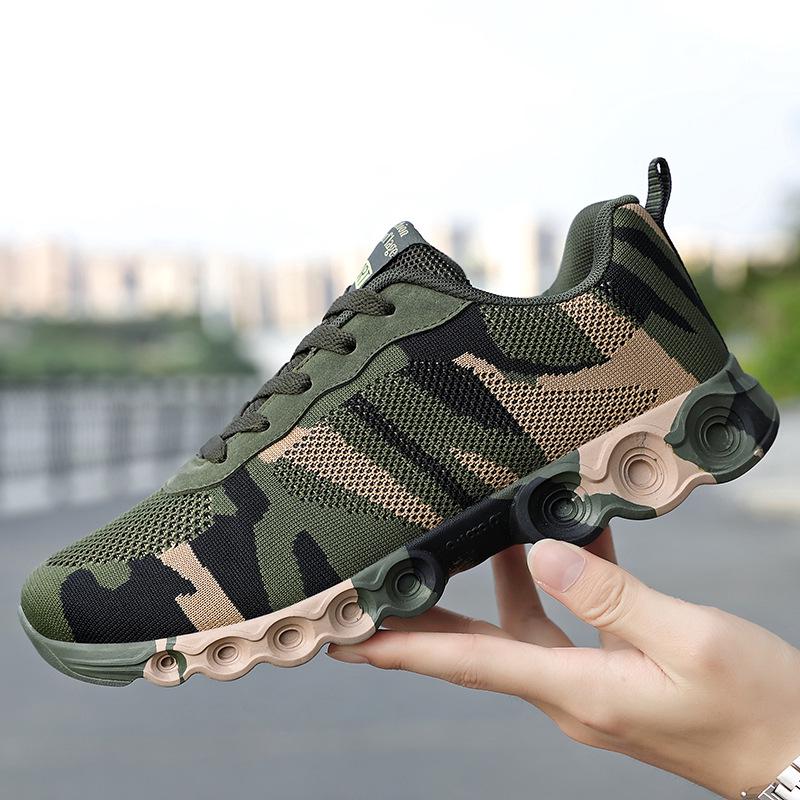 2026 Men s Flyknit Camouflage Sports Shoes: Breathable Mesh, Lightweight for Military Training Summer Activities. 37