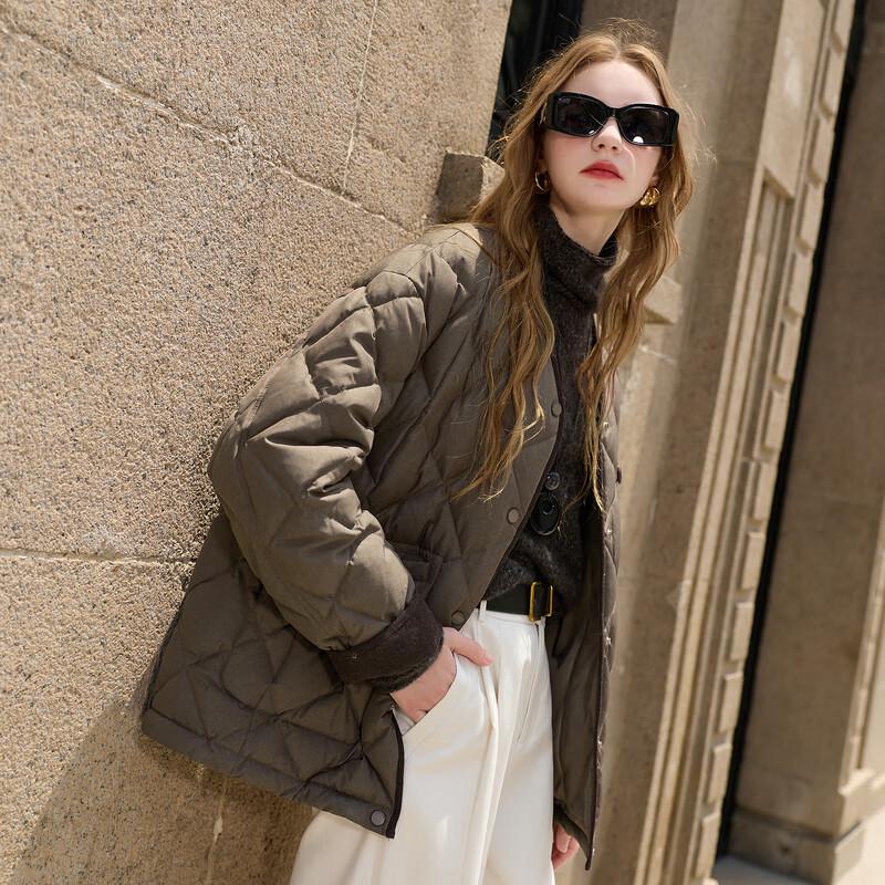 

Sancai 2025 Winter V-Neck Quilted Goose Down Jacket M