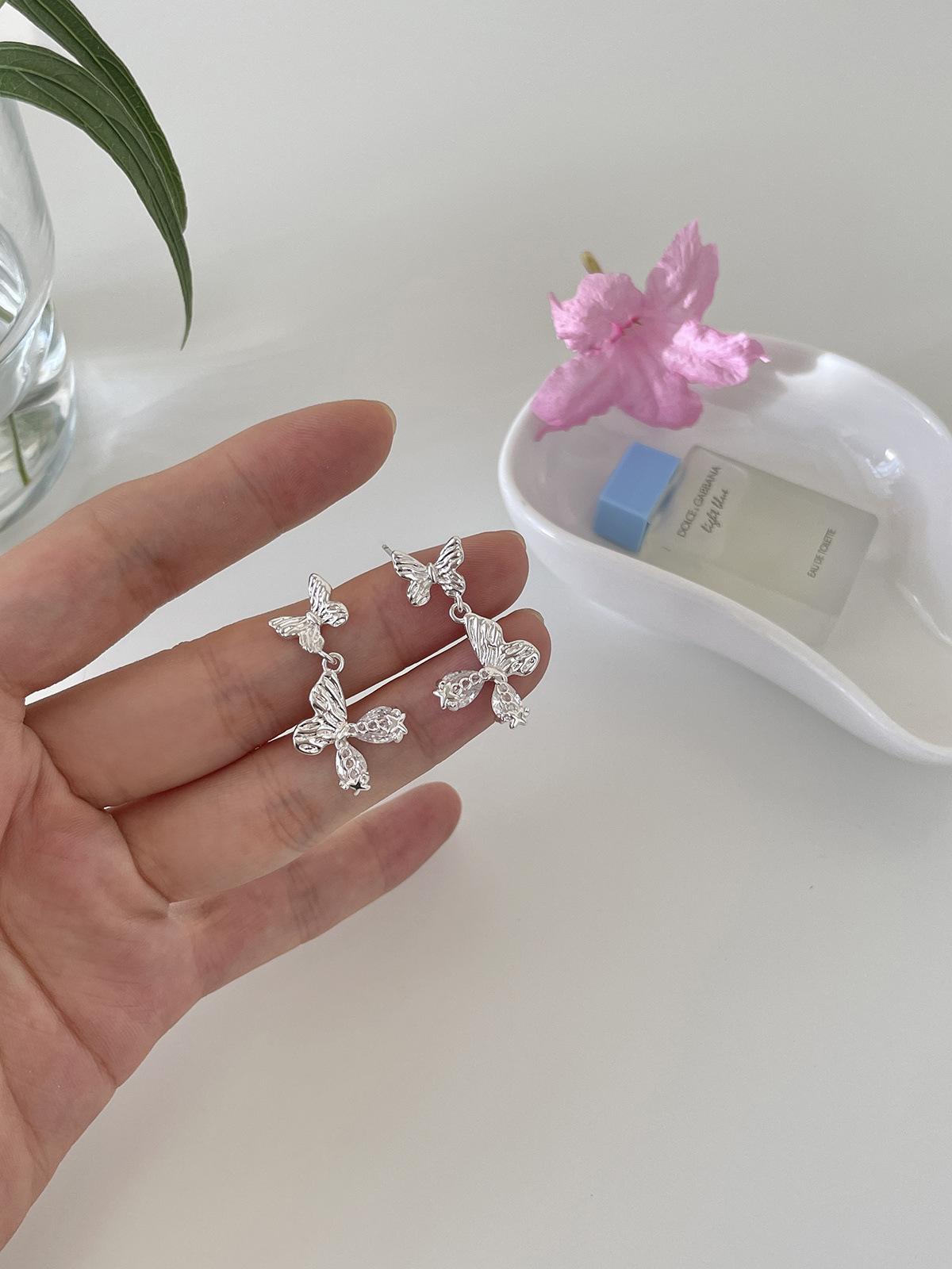 

Персонализированные модные серьги-подвески в виде бабочек, женские серьги-гвоздики Mori, изысканные, универсальные, с цирконием Copper