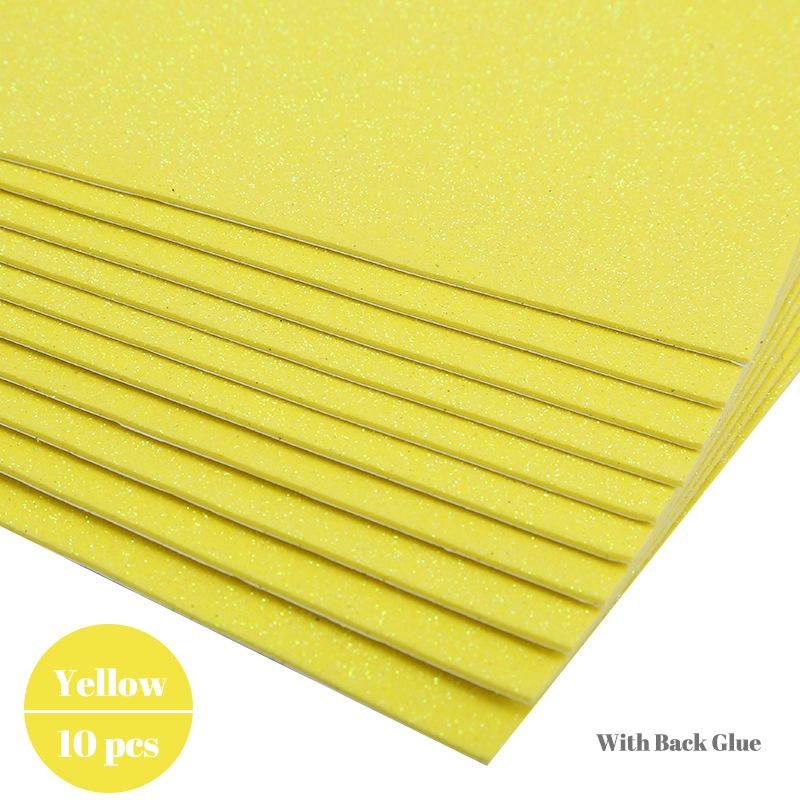 10Pcs Thick A4 Gold Powder Glitter Stickers Eva Foam Paper Shining Papers Kids Handmade Diy Scrapbooking Craft Decor Sticker