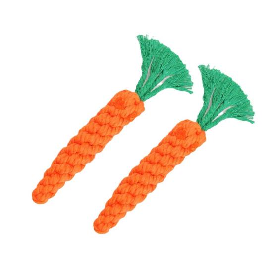 

2Pcs Carrot Dog Toy 8.7 Inch Handmade Cotton Rope Dog Toy