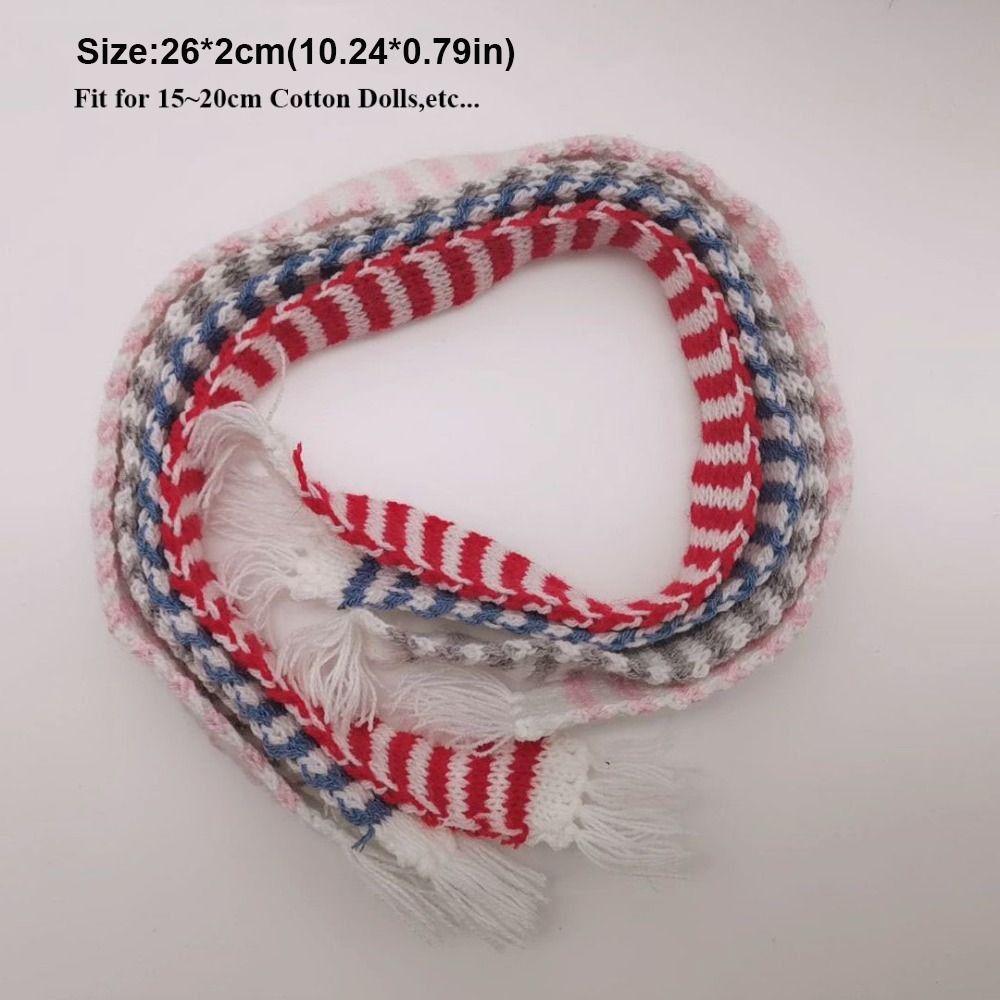 Miniature Doll Knitted Scarf Handmake Fashion Striped Scarf for 15~20cm Cotton Dolls Kids Gift Toys