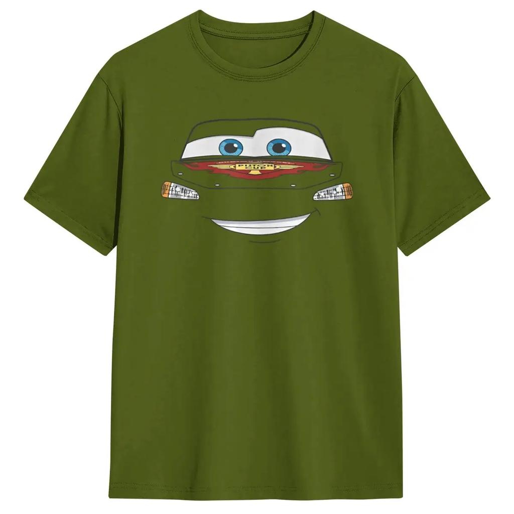 Cars Halloween Lightning McQueen Big Face T Shirt Man Y2K Pure Cotton T-Shirts Summer O-Neck Tee Shirt Oversized Clothes Unisex