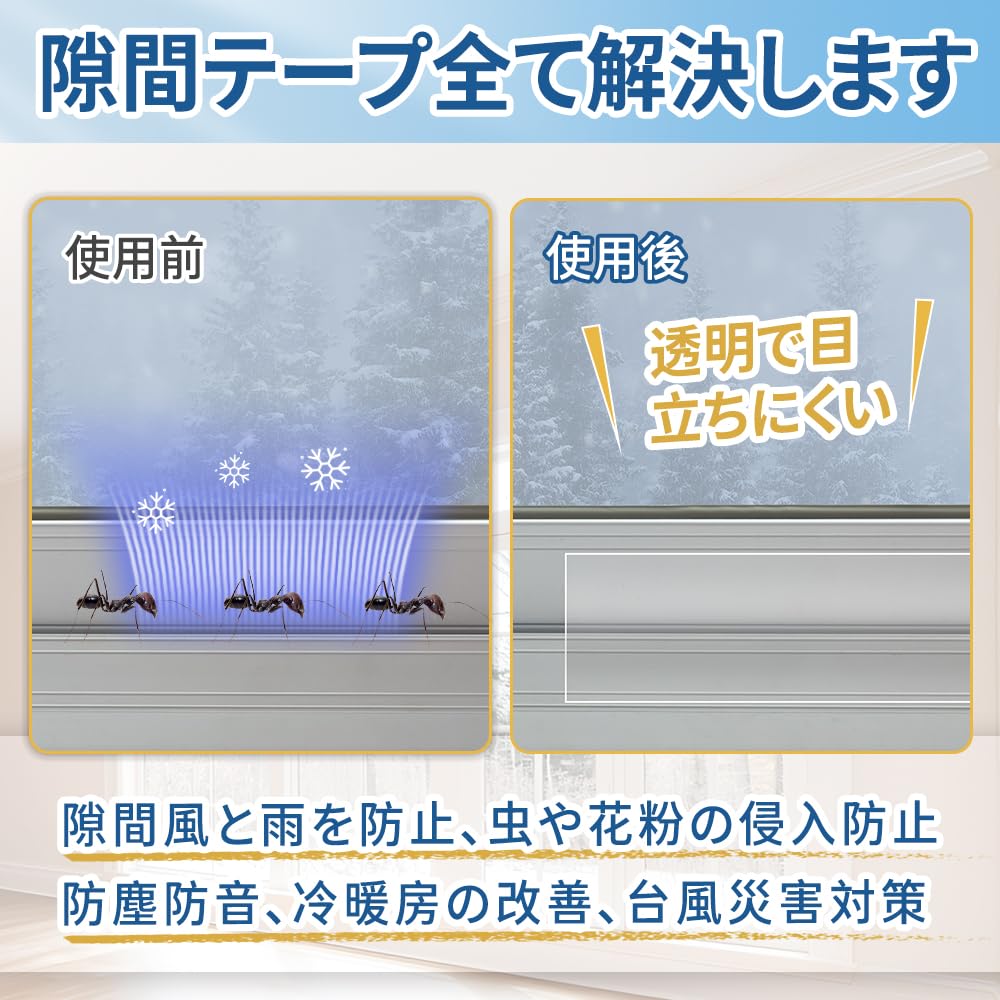 Luballter Window Draft Prevention Tape, Width 2.0 inches (5 cm) x Length 9.8 ft