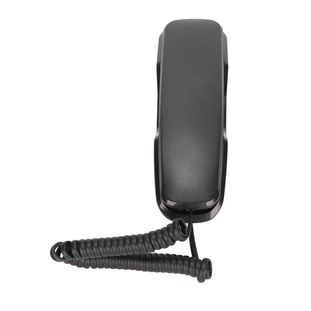 Nástěnný telefon s funkcí opakování a ztlumení, šňůrový telefon pro domácnost, kancelář, hotel, černý