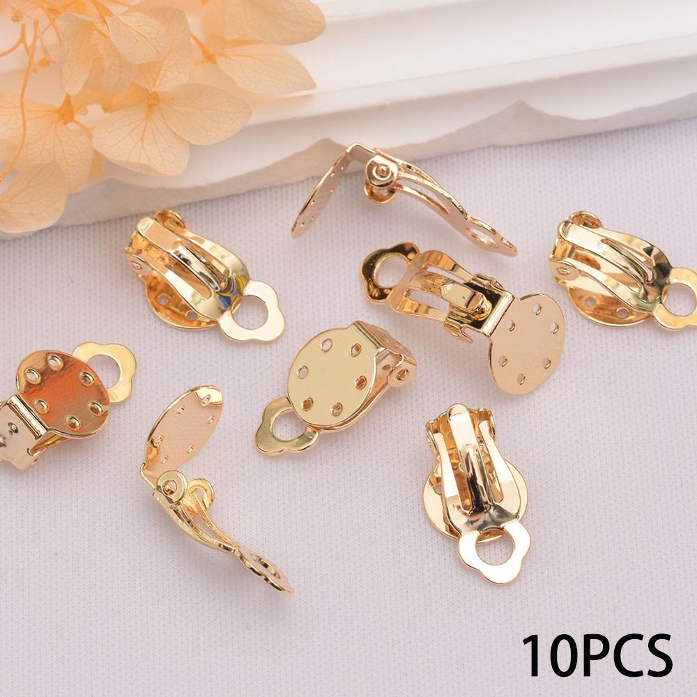 

10pcs Non-Pierced Ears Earring Converters Brass Comfortable Fit Earring Clip Backs Clip-on Earrings Making Supplies DIY Earrings