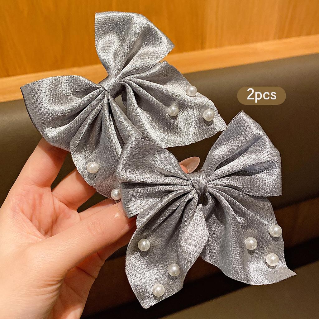 2 Gray Bow Hair Clips, Fashionable and Sweet Style Hair Accessories Suitable for Daily Use