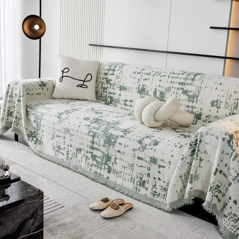 Chenille Sofa Cover Fabric, Universal for All Seasons, High-end Full Set of Sofa Blanket, Light Luxury Style, Anti-cat Scratch Sofa Towel
