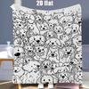 Black White Jungle Zoo Animal Line Art Flannel Throw Blanket, Soft Light Blanket for Kids Toddler Nursery Playroom Gift