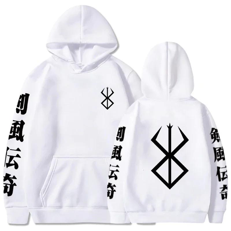 2024 Hot Anime Berserk manga Logo Hoodies Hip Hop Long Sleeve Casual Loose Print Anime Unisex oversized sweatshirt