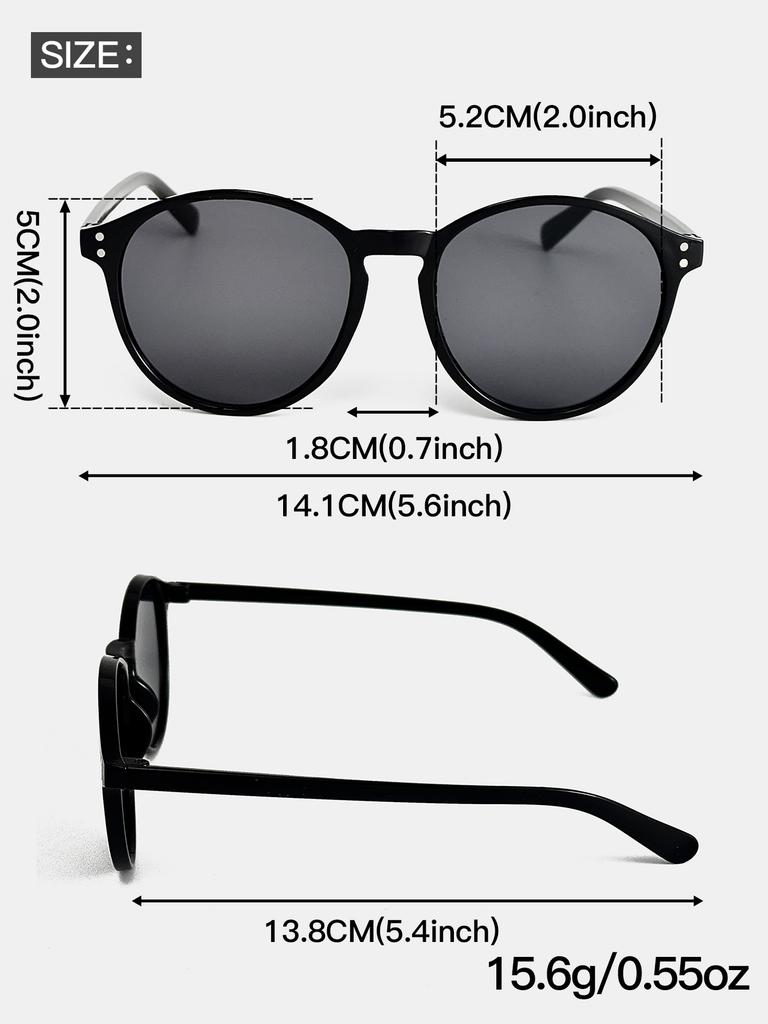 1Pc Fashionable Classic Black Glasses With Rice Nail Decoration Fashionable Round Frame Glasses Suitable For Any Face Shape