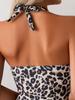 European and American leopard print one-piece swimsuit women's 1011 new neck strap sexy backless swimsuit purchase