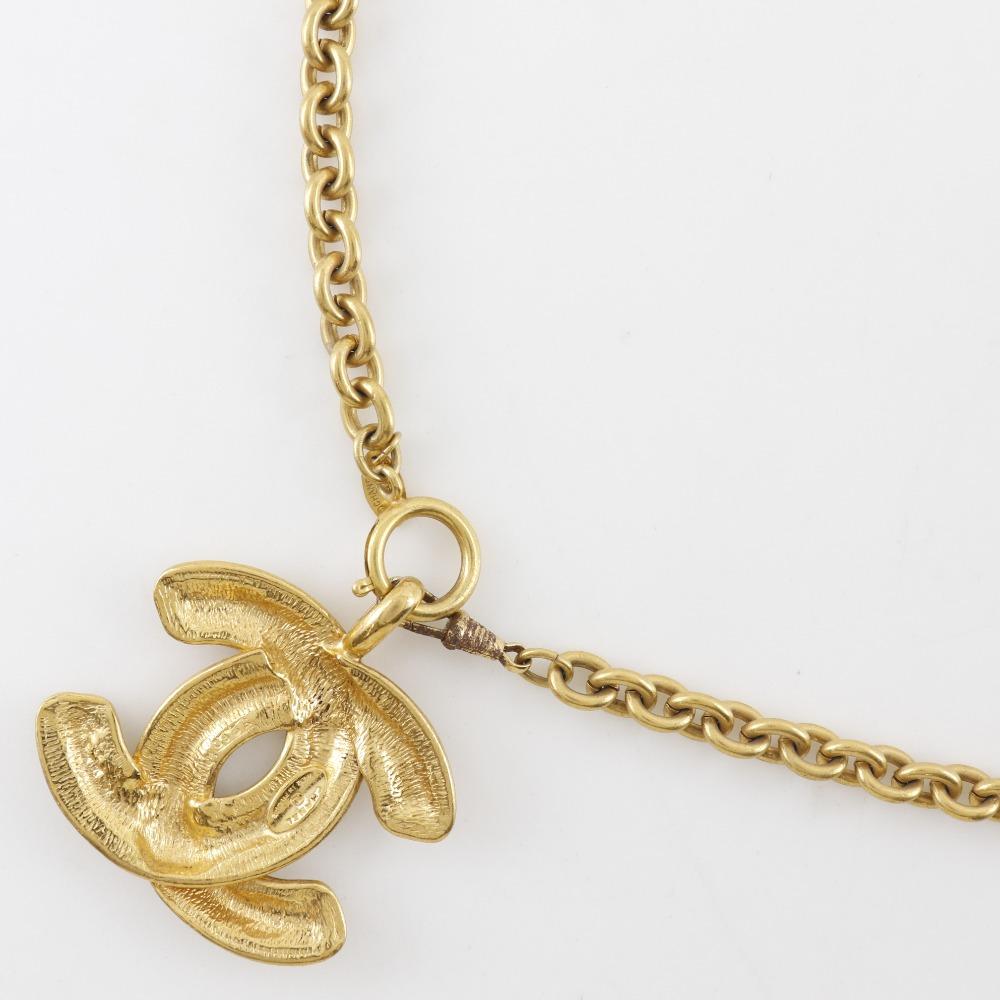 Chanel COCO Mark Necklace Vintage Matelasse Plated Gold 163.3g Women Used