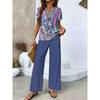 Women's Loose Fit Two Piece Outfit Sleeveless Tank Top High Waist Wide Leg Pants Set With 3D Abstract Print For Casual Summer Daily Wear