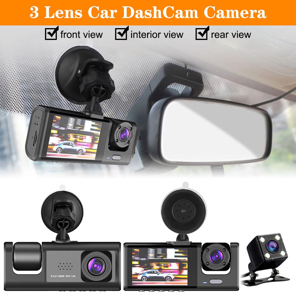 Universal Interior Monitor HD 1080P 12V Auto Accessories 3 Lens Driving Video Recorder 2 Inch Screen Car DVR Dash Cam Rearview Camera