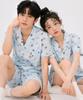 PALAN Buddy Check Cotton Check Couple Short Sleeve Pajama Set Cool Summer Pajamas