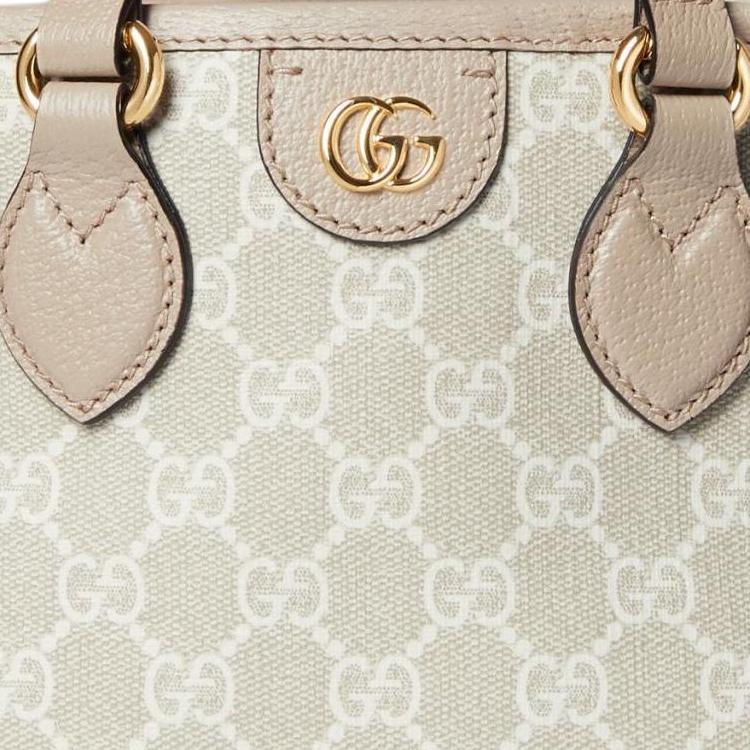 Gucci Ophidia Abnehmbarer Schultergurt Doppel G Logo Canvas mit Lederbesatz Mini-Schultertasche Crossbody-Tasche Damenhandtaschen Beige Weiß 811716-FAA4G-9897