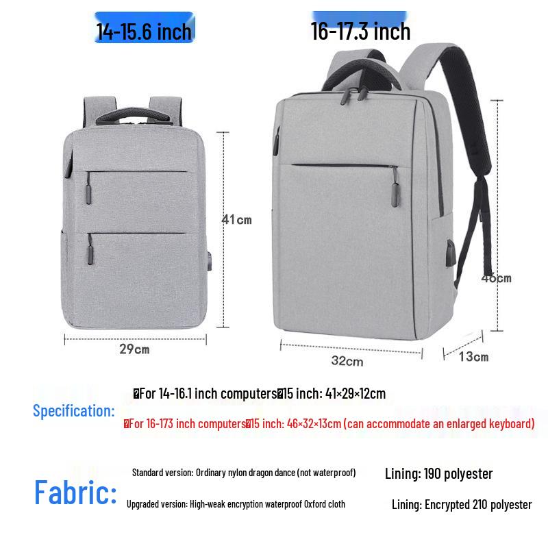 Cross-Border Business Computer Backpack with USB, 17.3" & 15.6" Sizes, Outdoor Use, Custom Logo Option