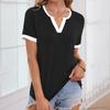 Women's Patchwork V-neck Short-sleeved Top
