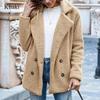 New Warm Thick Faux Fur Cashmere Womens Coat Autumn Winter Solid Color Casual Loose Fashion Lazy Coat