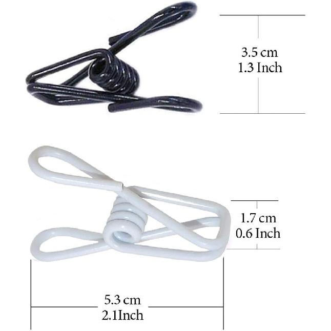 20 Pcs 2 Inch Black and White Chip Clips, PVC Coating High Elasticity Strength Steel Clothes P, Food Clips and Bag Clips