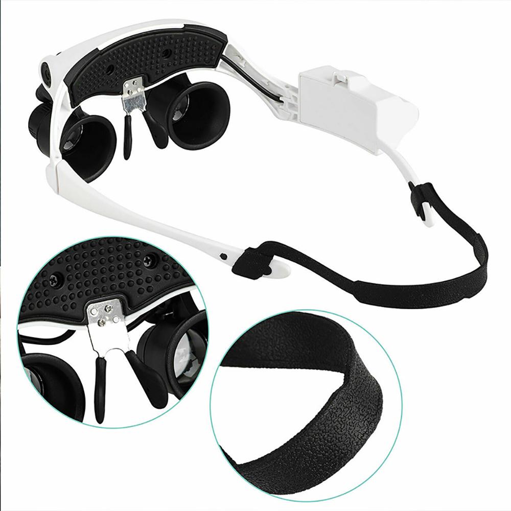 Headband Head Magnifier 8 Lens LED Light Jeweler Watch Loupe Magnifying Glasses