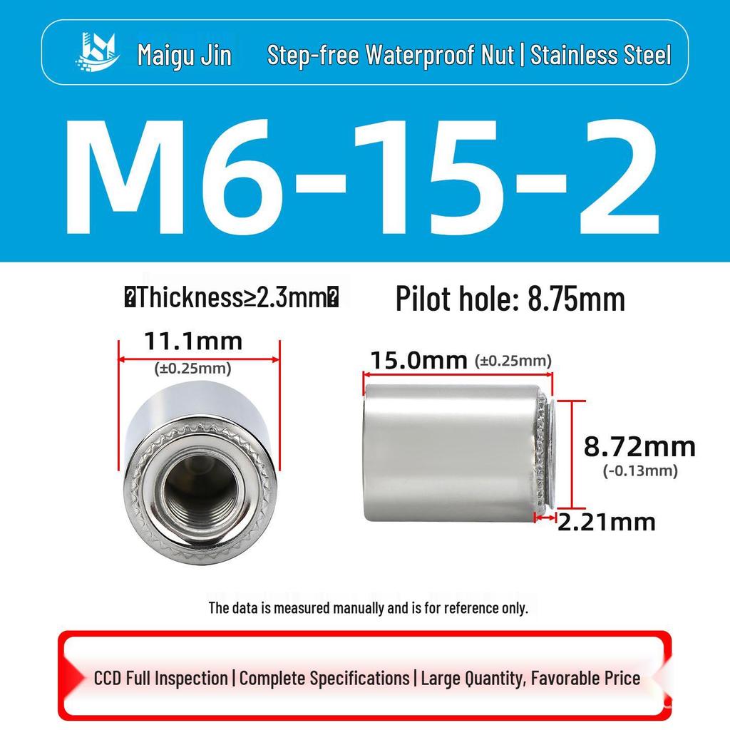 304/316 Stainless Steel Waterproof Sealing Nut, Press-In Thread, BS/BS4/BSS-M3M8