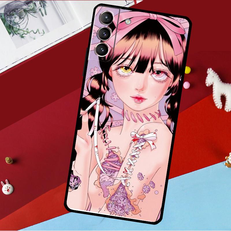 Cartoon Girl Aesthetic Funda For Samsung Galaxy S26 S25 S24 S22 S23 Ultra Plus S20 S21 FE S9 S10 S25 FE Phone Case