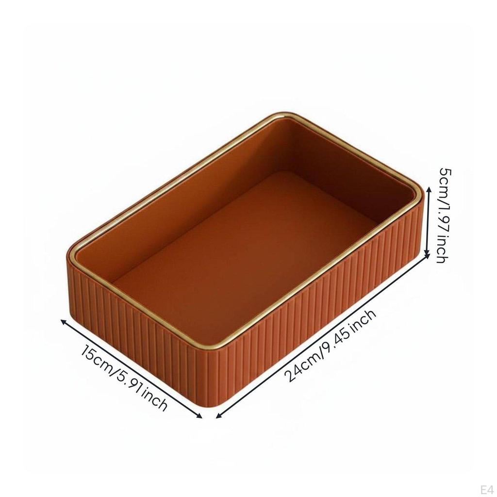 Trim Cosmetic Organizer Versatile Ribbed Valet Tray Light Luxury Style Rectangular Key Holder