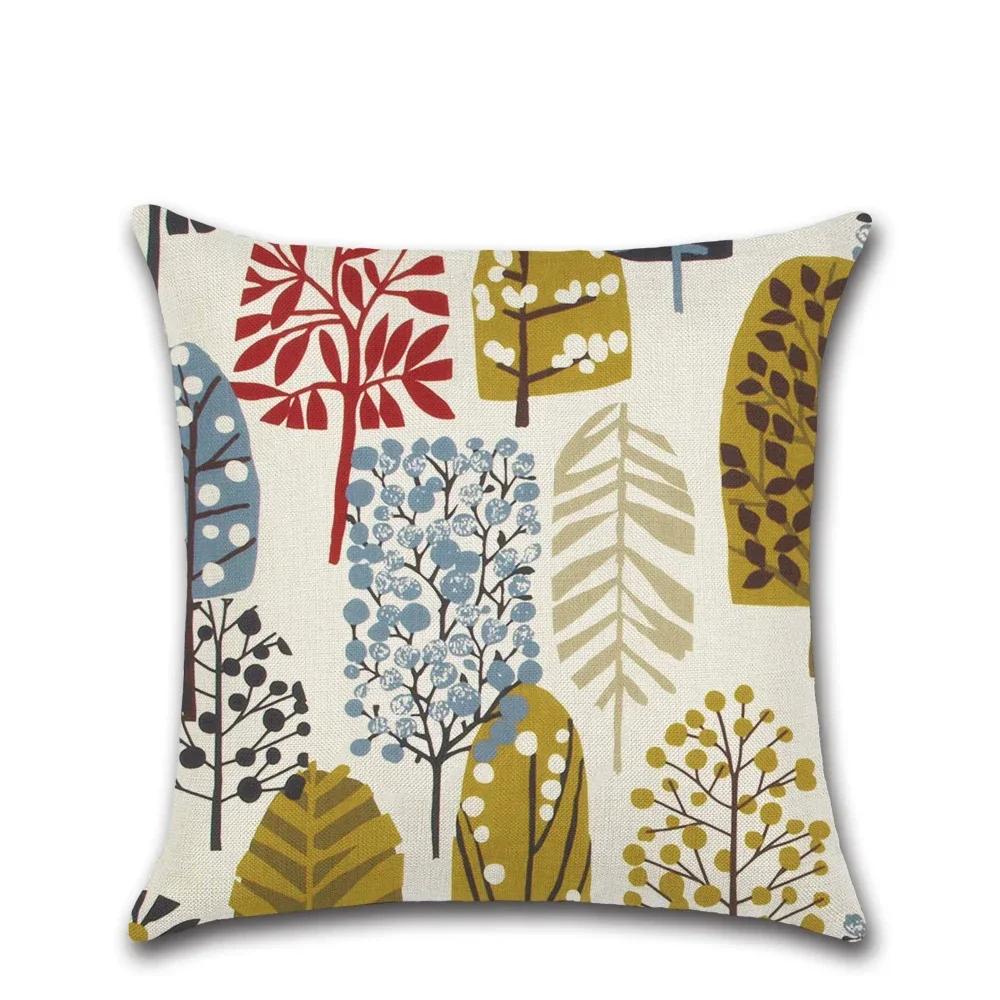 New European Retro Flowers Linen Cushion Cover Classical Floral Pillow Case Vintage Decorative Sofa Throw Pillow Cover 45X45Cm