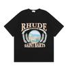 2025 Trendige Marke RHUDE Buchstaben-Mikro-Logo-Muster Kurzarm-T-Shirt Herren-Tee Damen Amerikanische High Street Halbarm-Oberteile