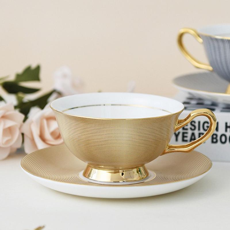 an Coffee Mug Set Bone China Ceramic Tea set Marble stripe Luxury Gifts Porcelain Drinkware Tea cups Couple Cup Gift box