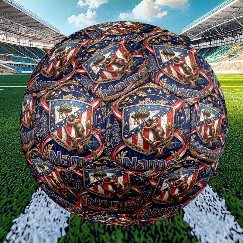 Custom Name Personalized Atletico Madrid Print Size 5 Soccer Ball Training & Match Football, for Team, Kicking, Gift for Football Enthusiasts